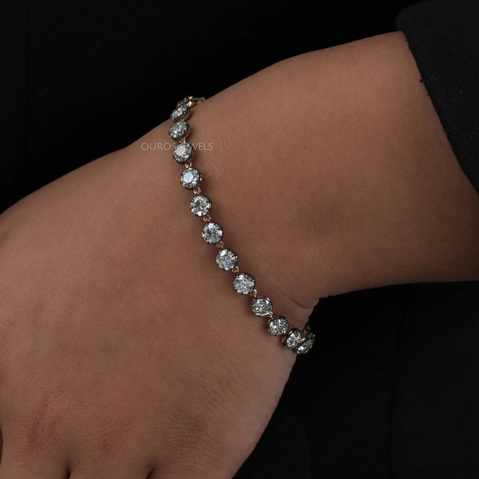 Old European Round Diamond Tennis Bracelet - With Black Coating