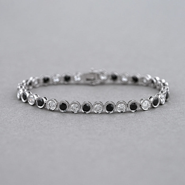 Alternative Bezel Set Round Cut Black Diamond Bracelet