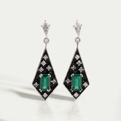 Black Enamel Flush Set Drop Earrings Earring