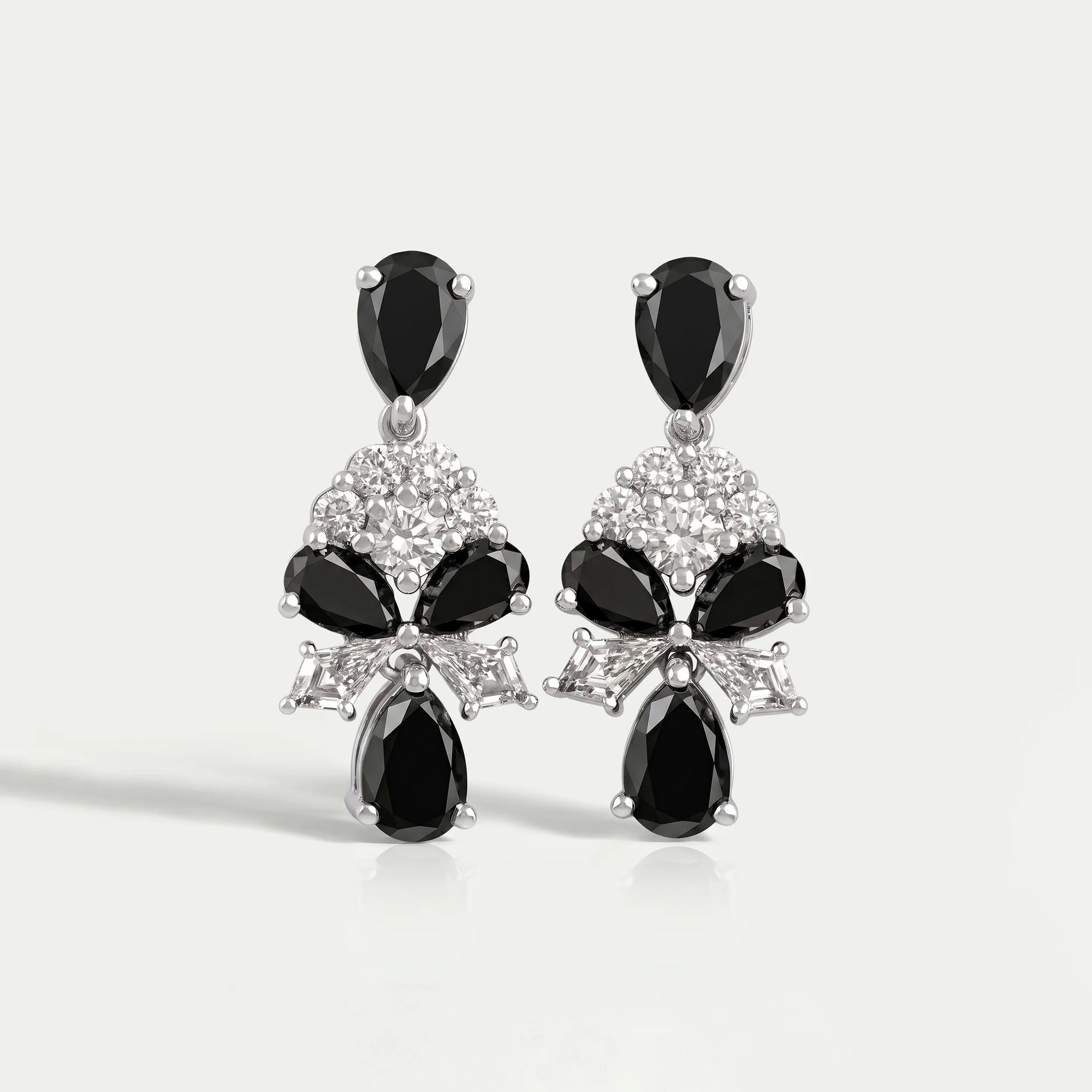 Black Pear Cut Lab Diamond Cluster Drop Dangle Earring Earrings