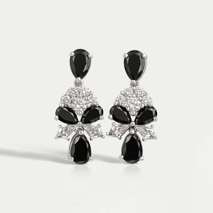 Black Pear Cut Lab Diamond Cluster Drop Dangle Earring Earrings