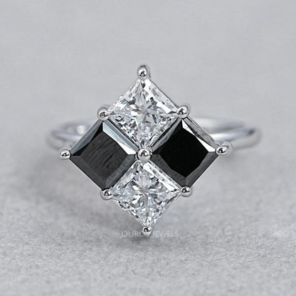 Princess Cut Black Diamond Anniversary Rings Ring