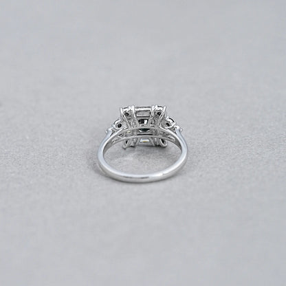Black Round Cut Halo Baguette Diamond Ring Rings