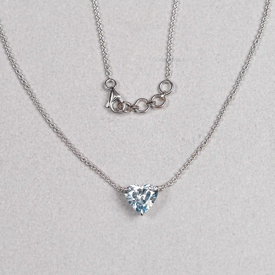 Blue Heart Cut Lab Grown Diamond Solitaire Pendant Necklaces
