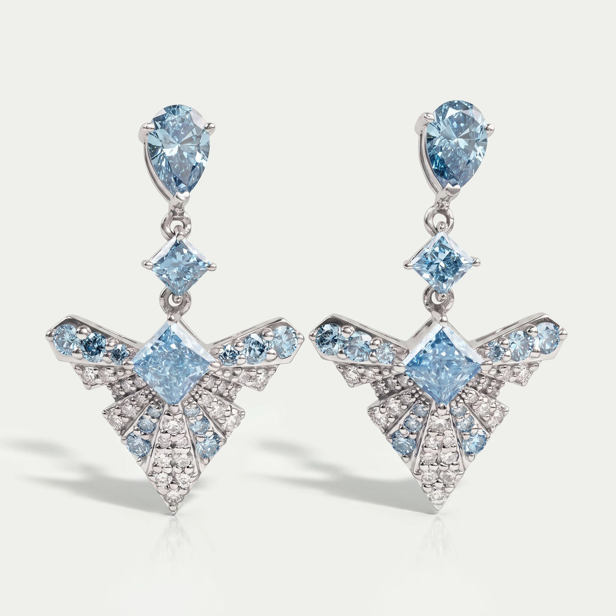 Blue Geometric Diamond Drop Earrings Earrings