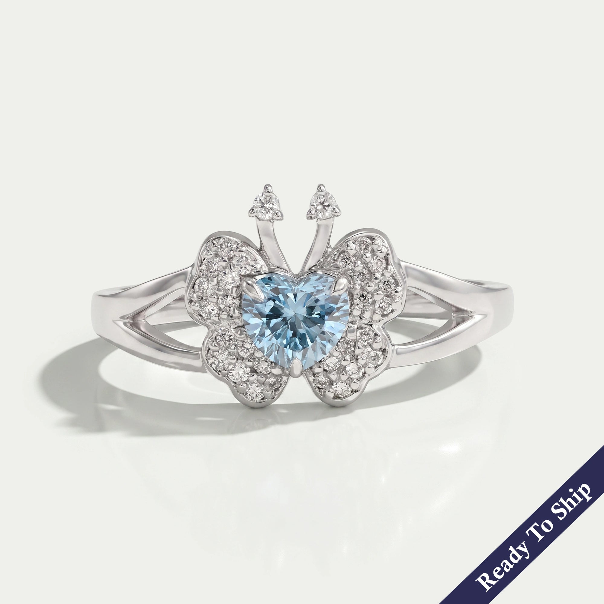 Heart Cut Butterfly Shape Cluster Diamond Ring