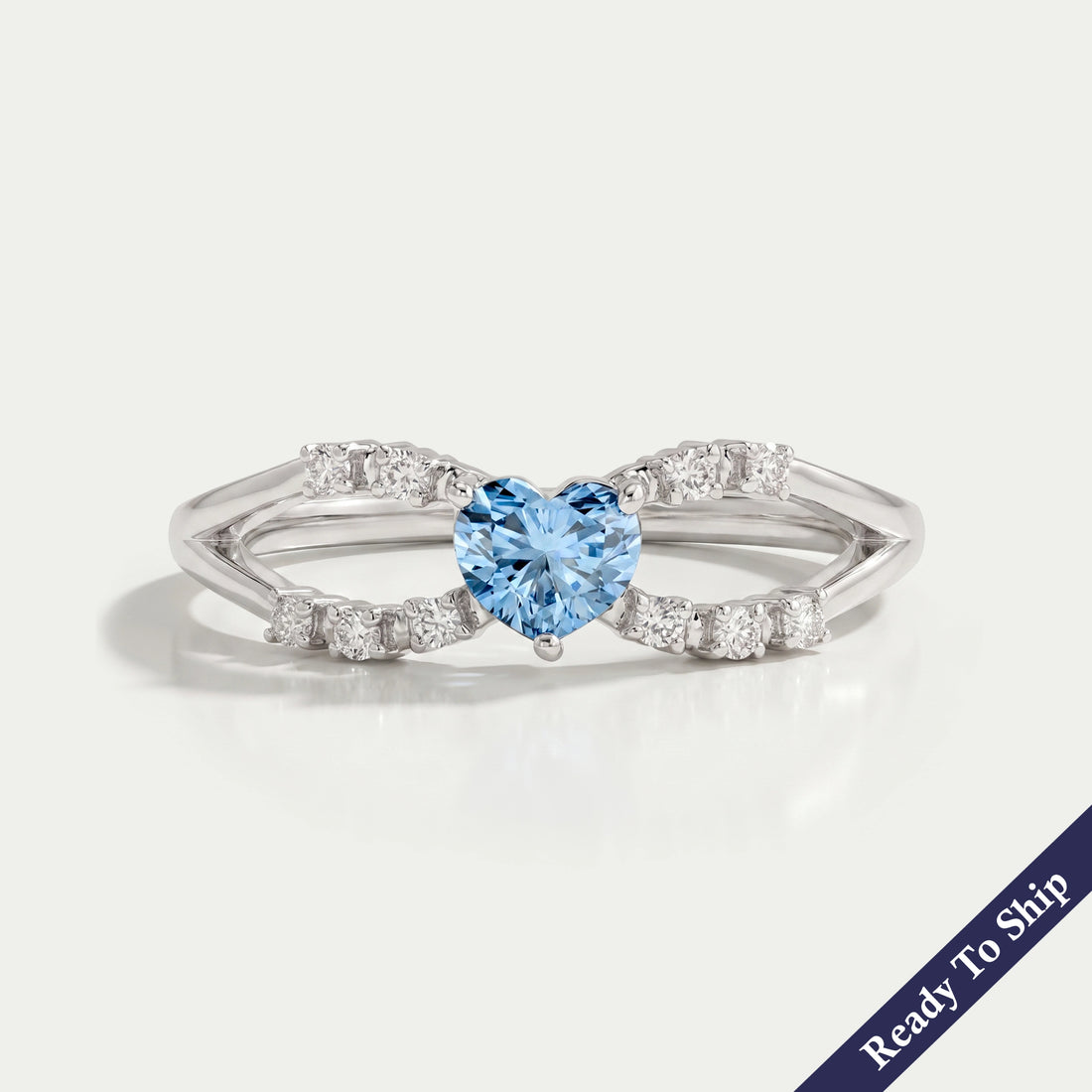 Blue Heart Diamond Split Shank Ring