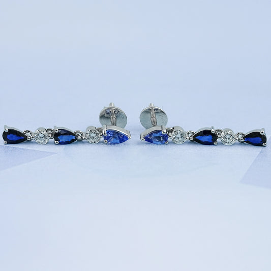 Blue Pear Cut Gemstone Drop Dangle Earrings Earring