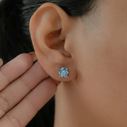 Pink And Blue Round Diamond Stud Earrings Earring