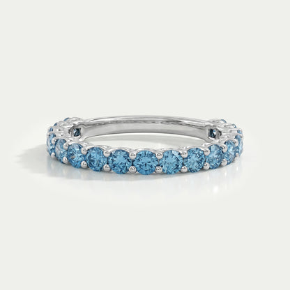Pink And Blue Round Lab Diamond Eternity Band Ring