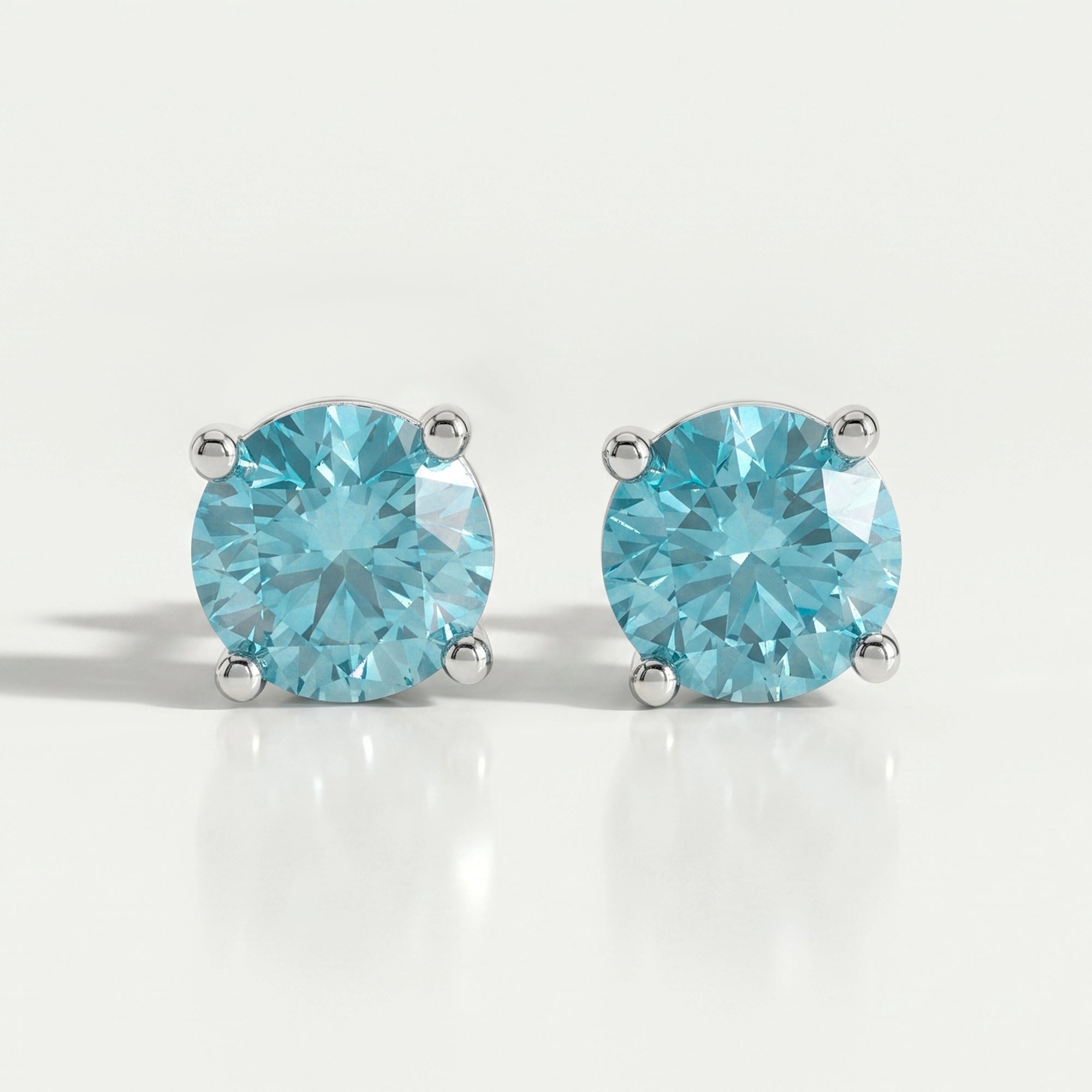 Pink And Blue Round Diamond Stud Earrings Earring