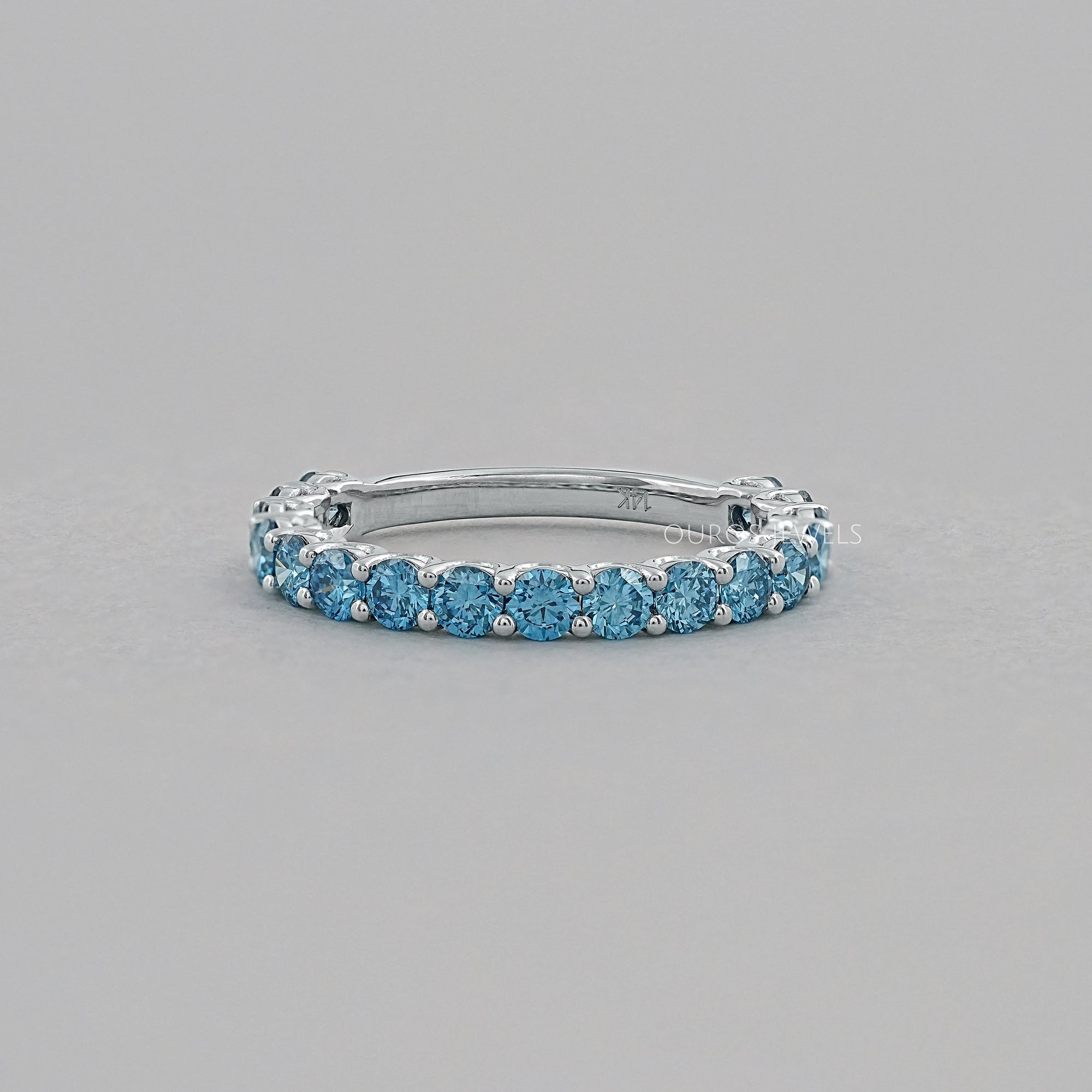 Pink And Blue Round Lab Diamond Eternity Band