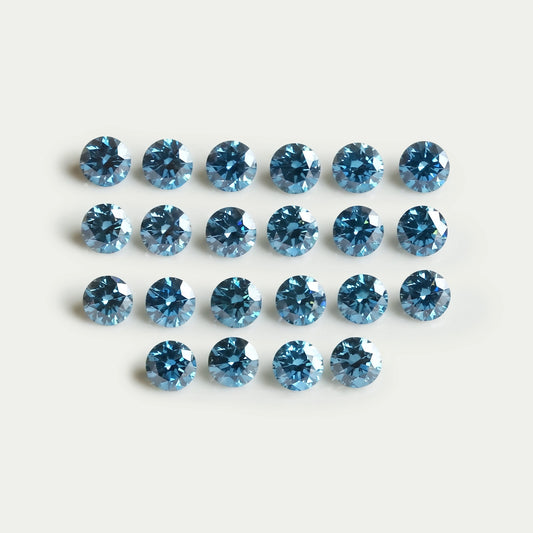 Blue Round Cut Lab-Grown Loose Diamonds