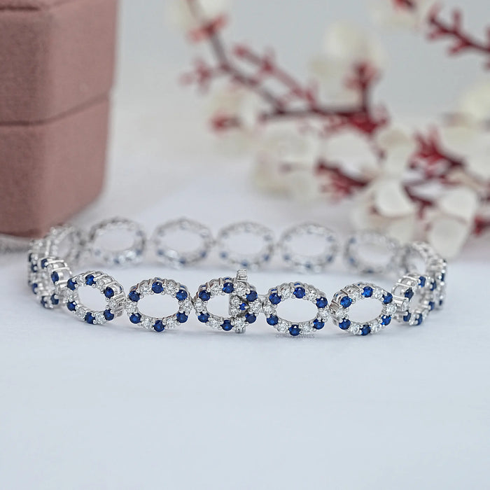 Elegant Blue Sapphire and Diamond Bracelet