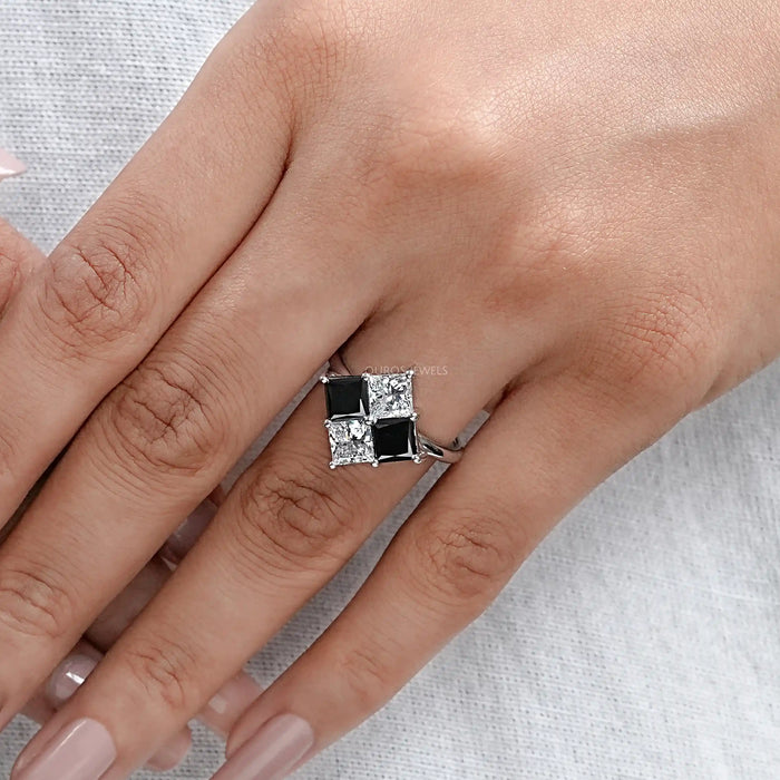 Princess Cut Black Diamond Anniversary Rings 