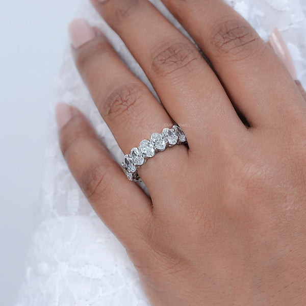 Brilliant Oval Cut Lab Diamond Eternity Wedding Band 