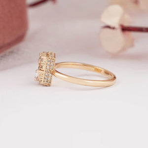 pear diamond cluster ring rose gold