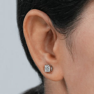 Cushion Cut Lab Diamond Solitaire Stud