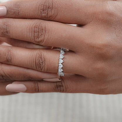 Heart Cut Lab Grown Diamond Wedding Band Rings