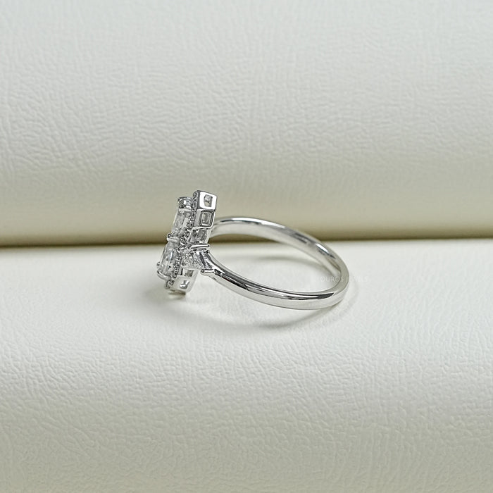 Twin Step Cut Pear Diamond Engagement Ring