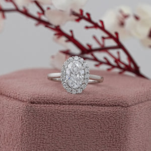 Oval Lab Grown Diamond Halo Promise Ring