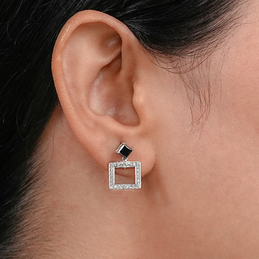 Black Princess Cut Lab Diamond Drop Earrings