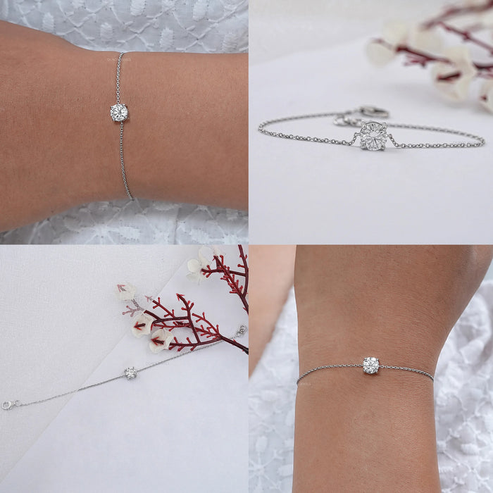 Solitaire Round Diamond Chain Bracelet