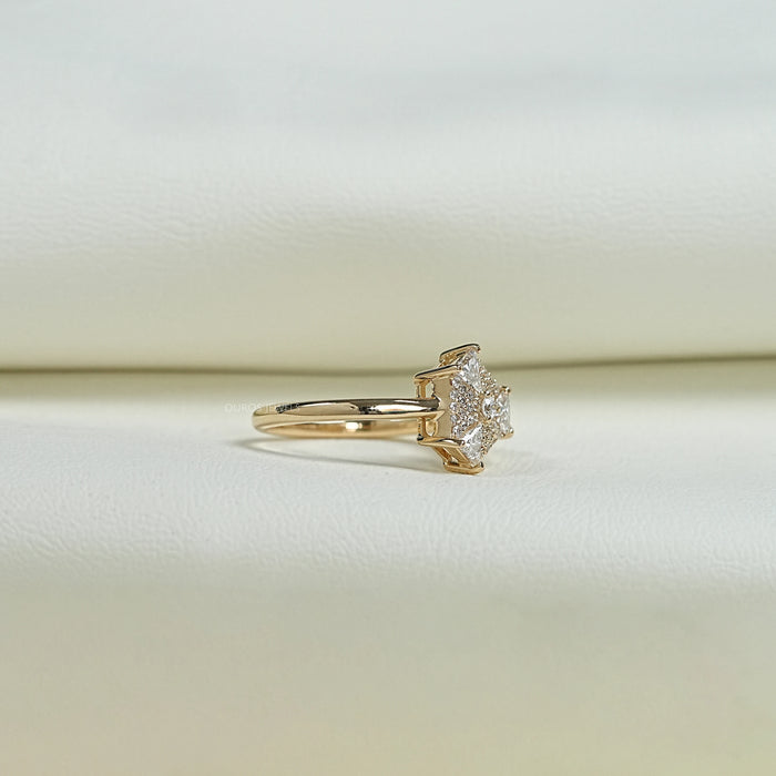 Step Cut Arrow And Round Lab Diamond Anniversary Ring