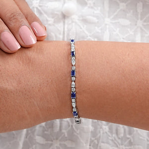 Emerald Cut Sapphire And Lab Dimond Bracelet