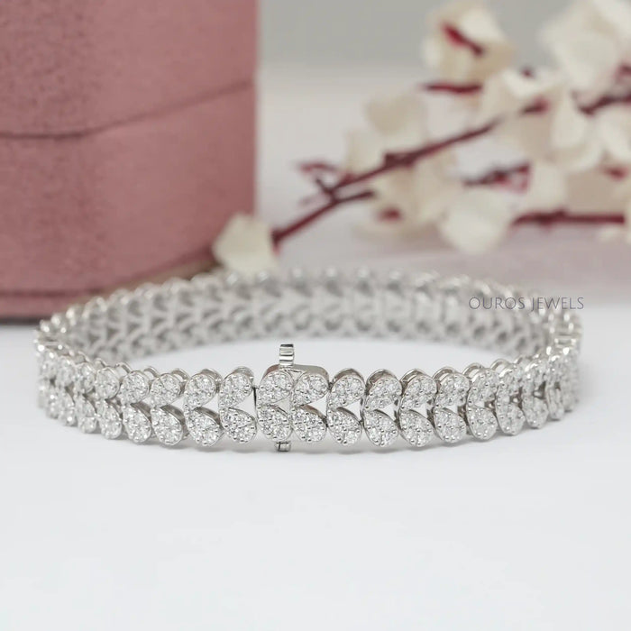 Iced Out Cluster Diamond Tennis Bracelet