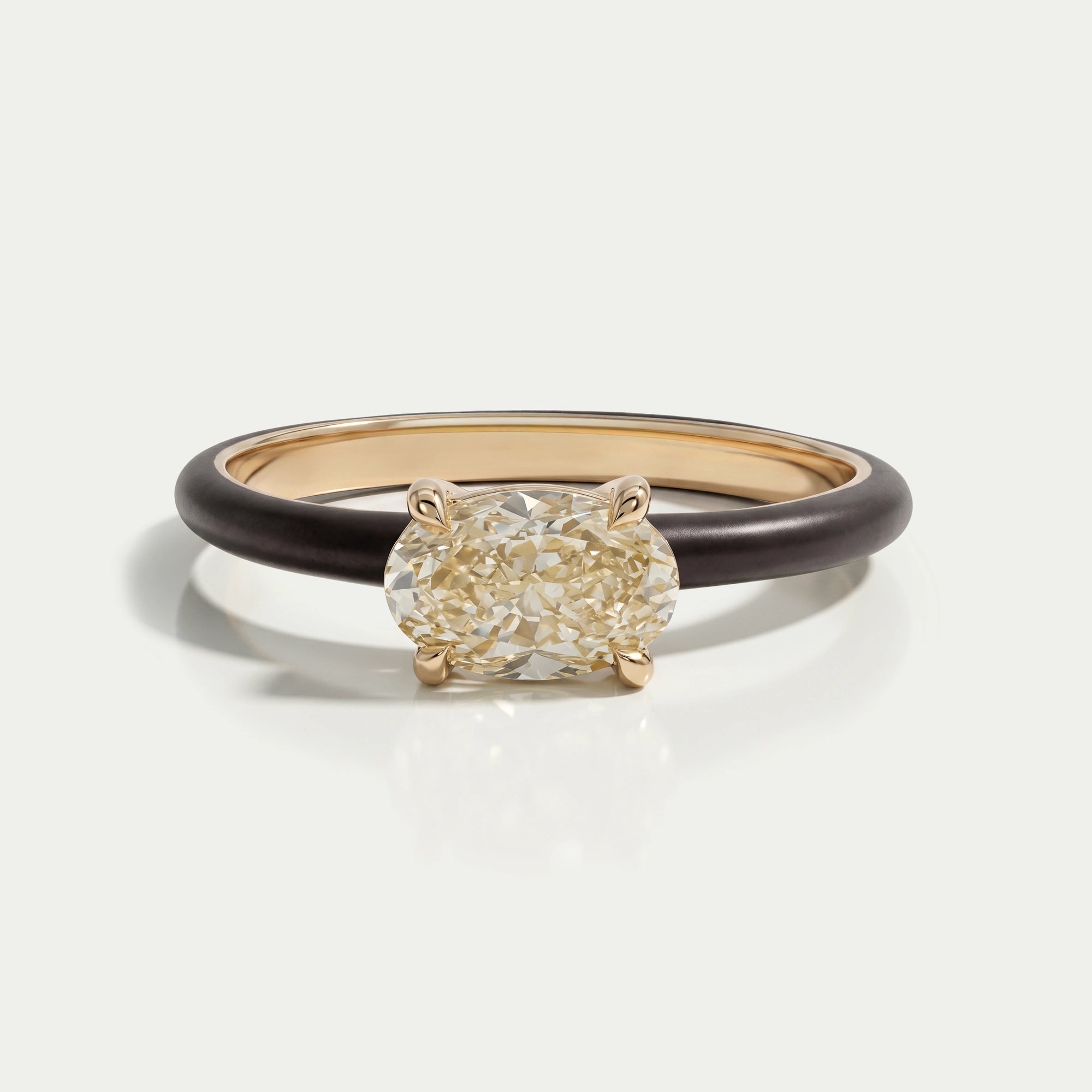 Brown Enamel Solitaire Lab Diamond Ring Ring