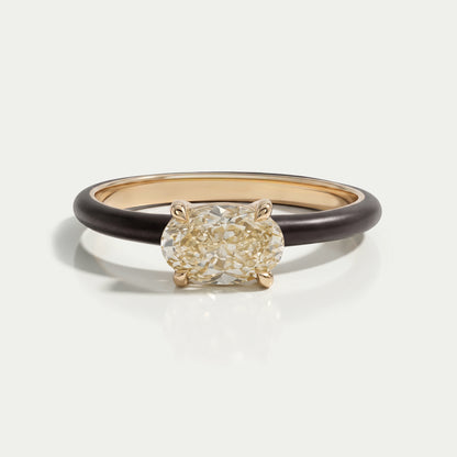 Brown Enamel Solitaire Lab Diamond Ring Ring
