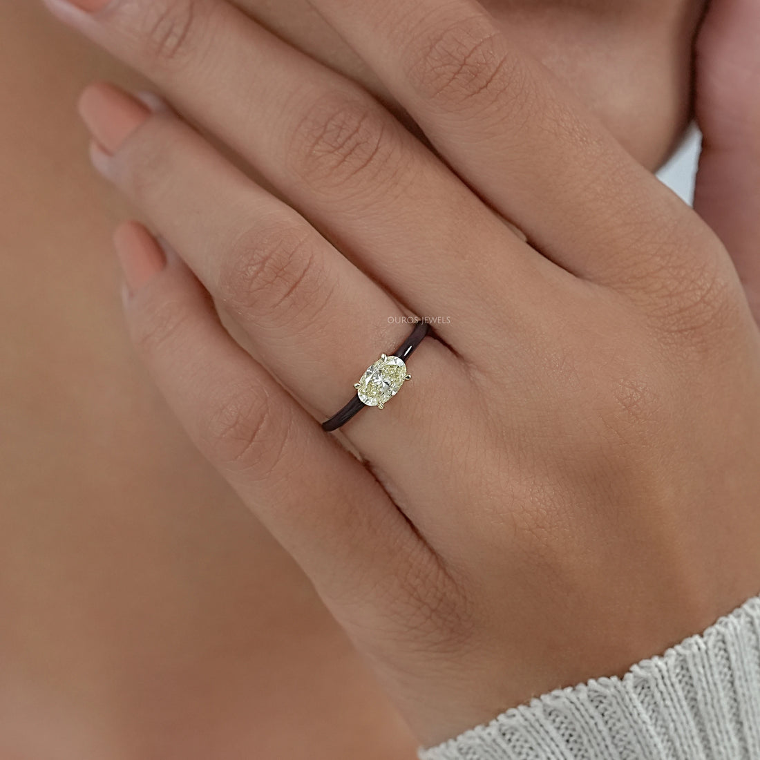Brown Enamel Solitaire Lab Diamond Ring Ring
