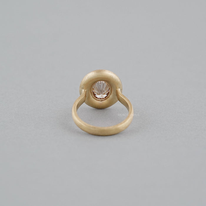 Brown Oval Diamond Modern Bezel-Set Engagement Ring