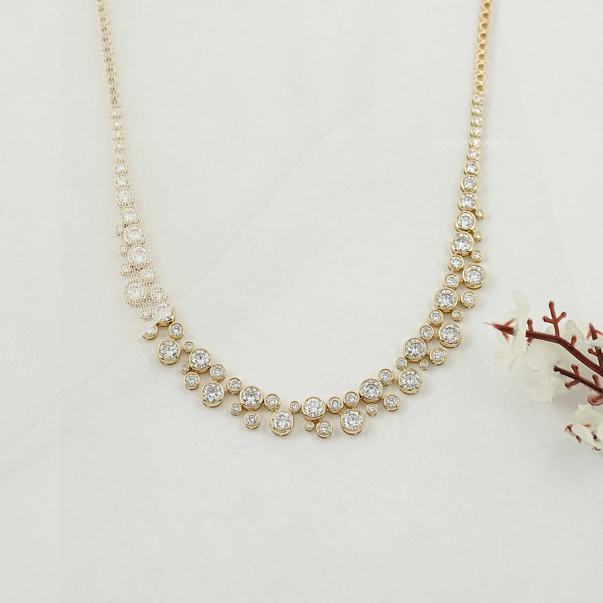 Pear Cut Lab Grown Diamond Tennis Necklace 