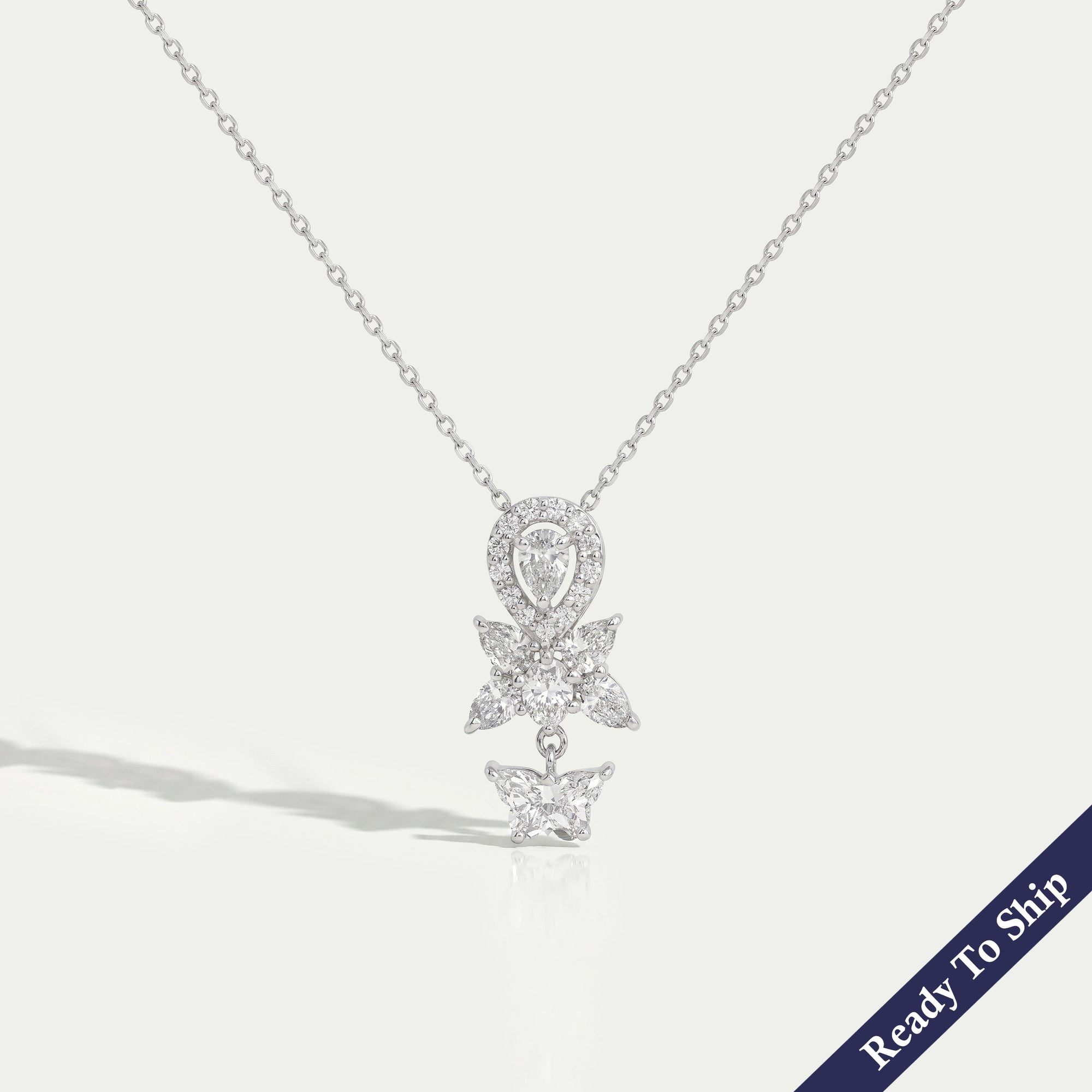 Butterfly Cut Lab Diamond Bridal Pendant