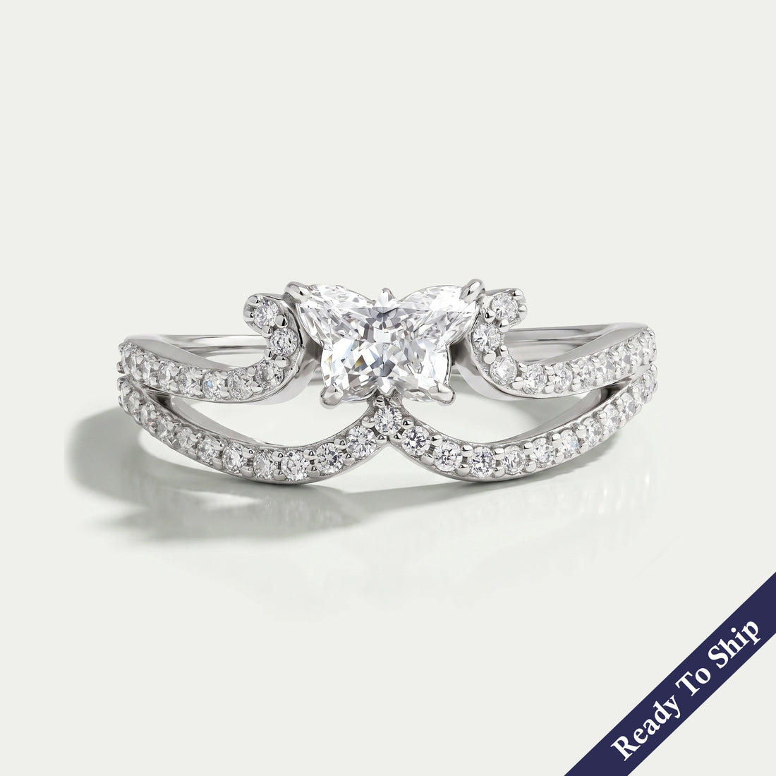 Butterfly Diamond Crown Style Dainty Ring