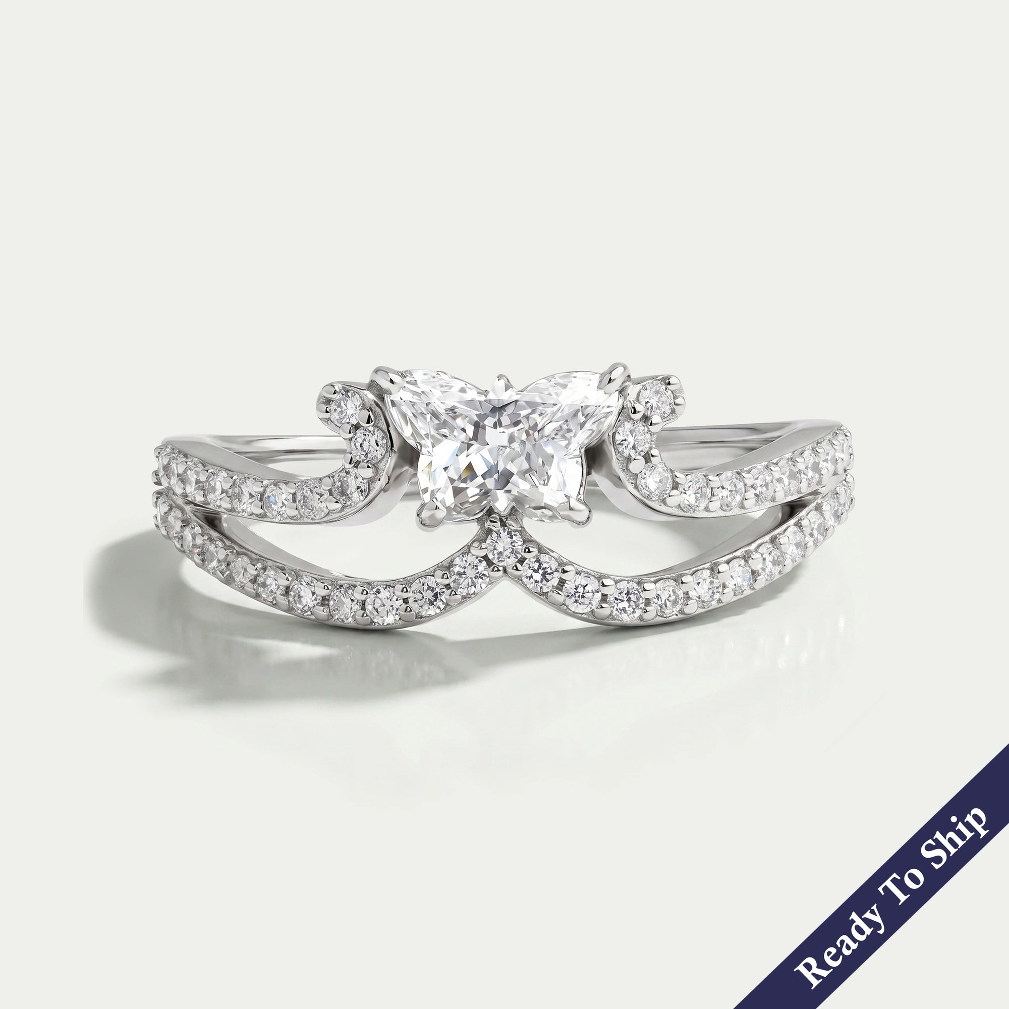 Butterfly Diamond Crown Style Dainty Ring
