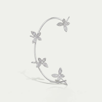 Butterfly Shape Round Cut Diamond Ear Cuff Earrings