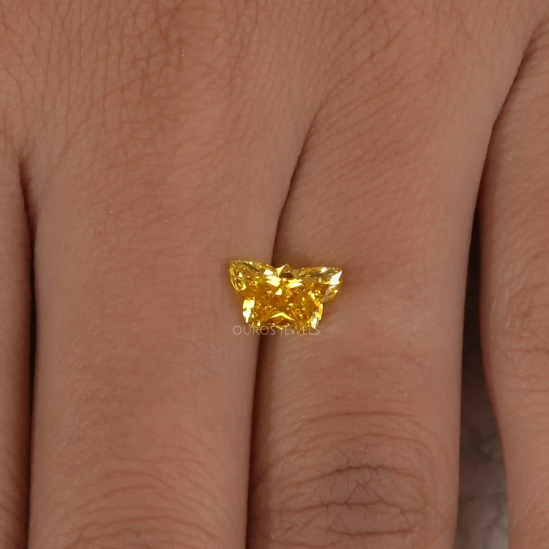 1.55 Carat Yellow Butterfly Cut Lab Diamond