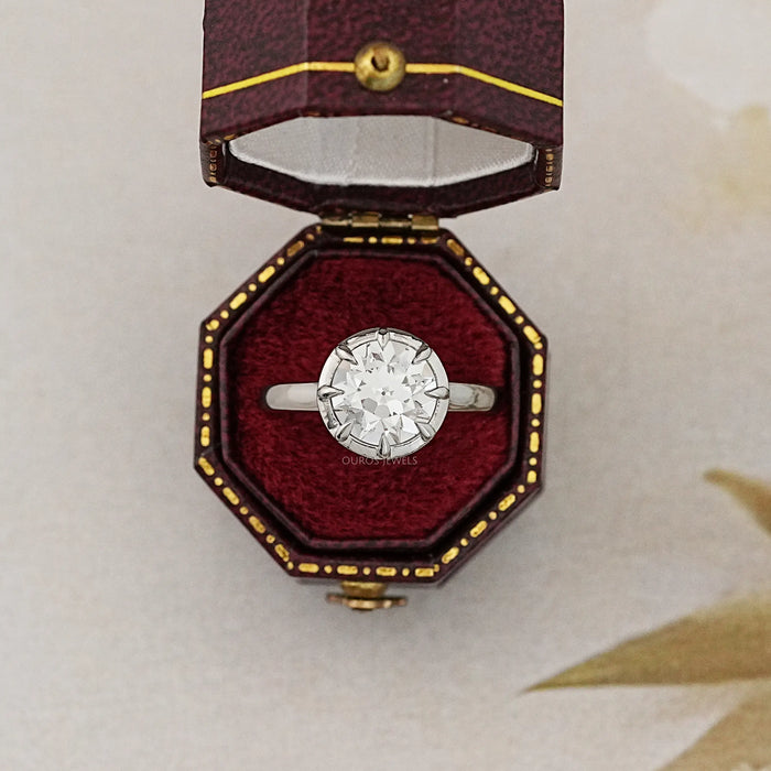 Old European Round Diamond Button Back Solitaire Ring