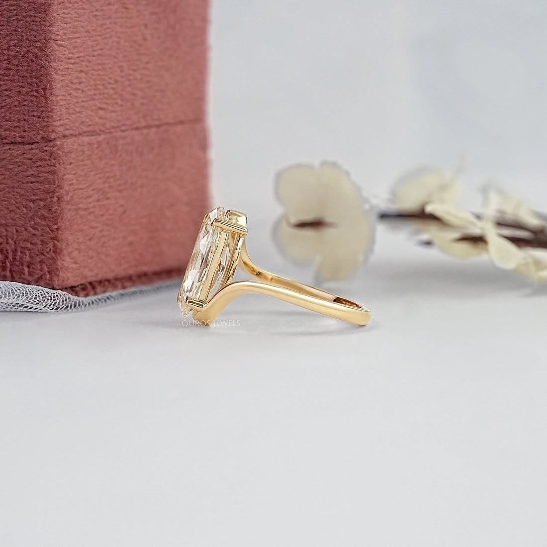 Old Mine Moval Cut Lab Diamond Bypass Ring Rings