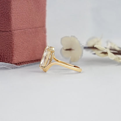 Old Mine Moval Cut Lab Diamond Bypass Ring Rings