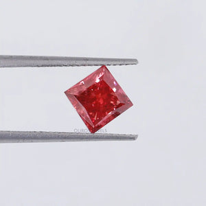 2.00 Carat  Red Princess Cut Lab Grown Diamond