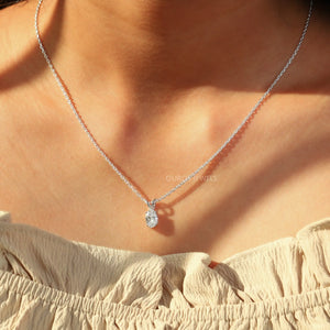 Oval Cut Lab Diamond Solitaire Necklace