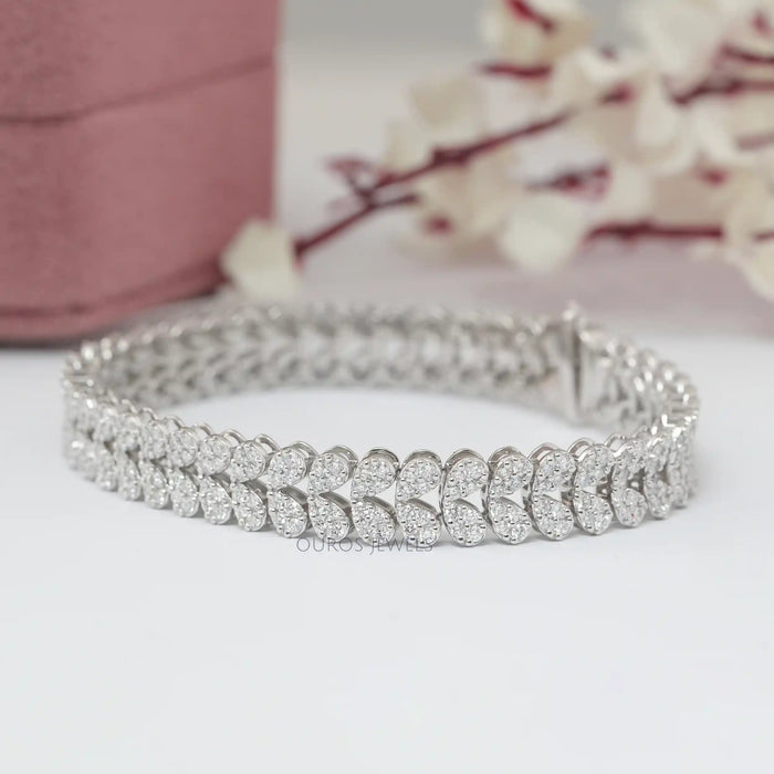 Iced Out Cluster Diamond Tennis Bracelet