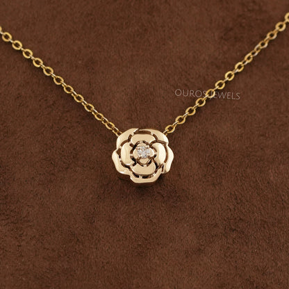Chanel Camellia Flower Round Diamond Necklace Necklaces