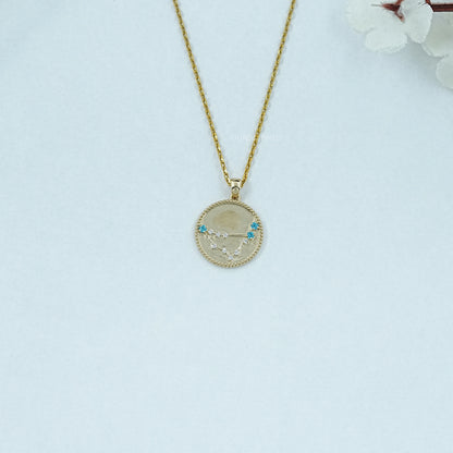 Capricorn Zodiac Sky Blue Gemstone Pendant Necklaces