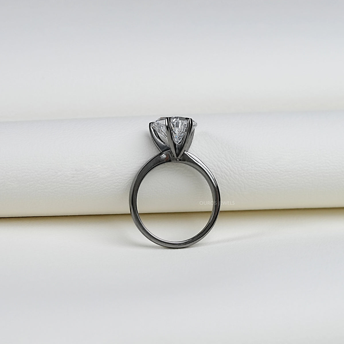 Antique Shape Cat Cut Lab Diamond Solitaire Ring Ring