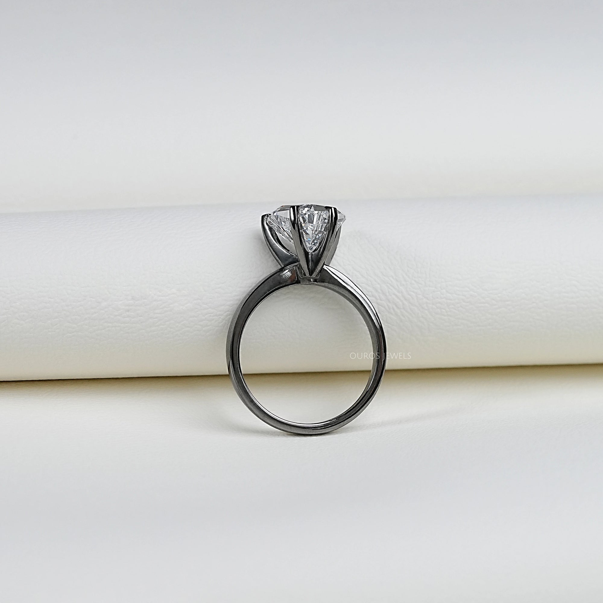 Antique Shape Cat Cut Lab Diamond Solitaire Ring Ring